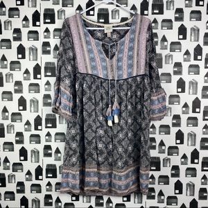 Knox Rose | Bohemian Print Tassled Midi Dress